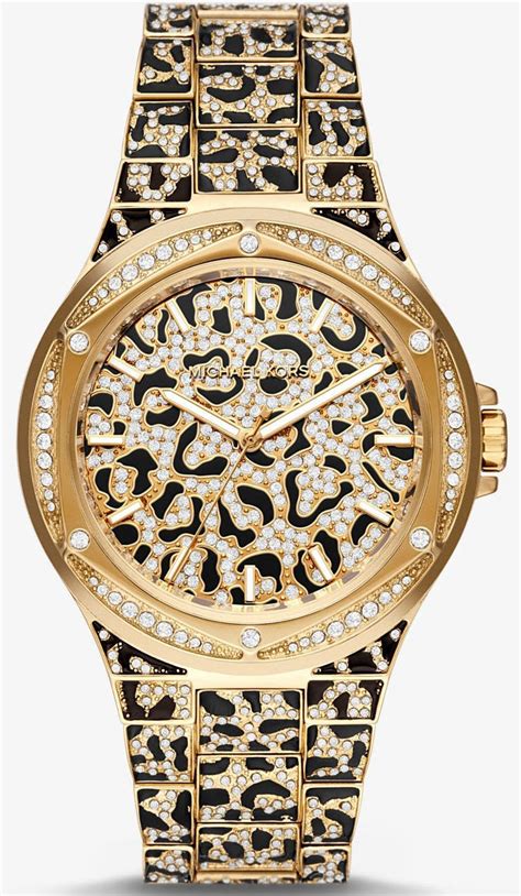 michael kors black bling watch|lennox animal pave watch.